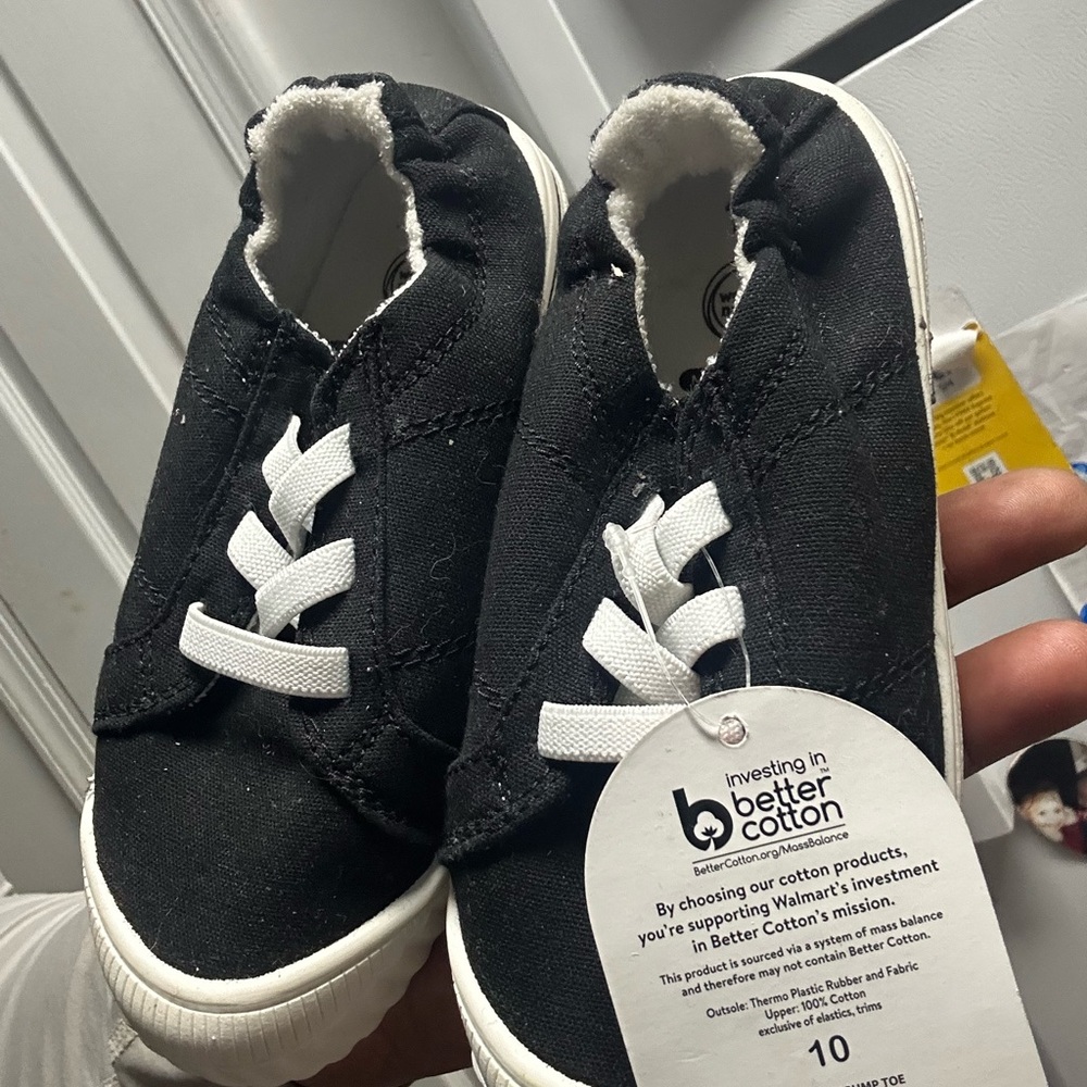 Wonder Nation Black and White Kids Sneakers